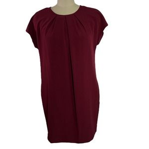 Vince Camuto Mini Dress Crew Neck Short Sleeves Pockets Burgundy Red, Sz 10